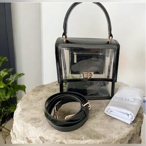 NEW NEELY & CHLOE BURCH CLEAR & PATENT LADY BAG TOP HANDLE/CROSSBODY
